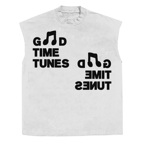 Music News Sleeveless Tee - White - Front
