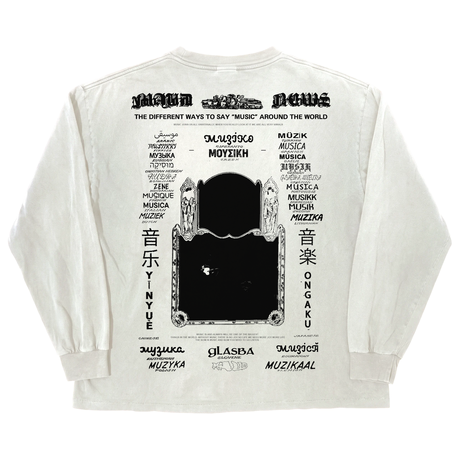 Music News L/S Tee - White - Back