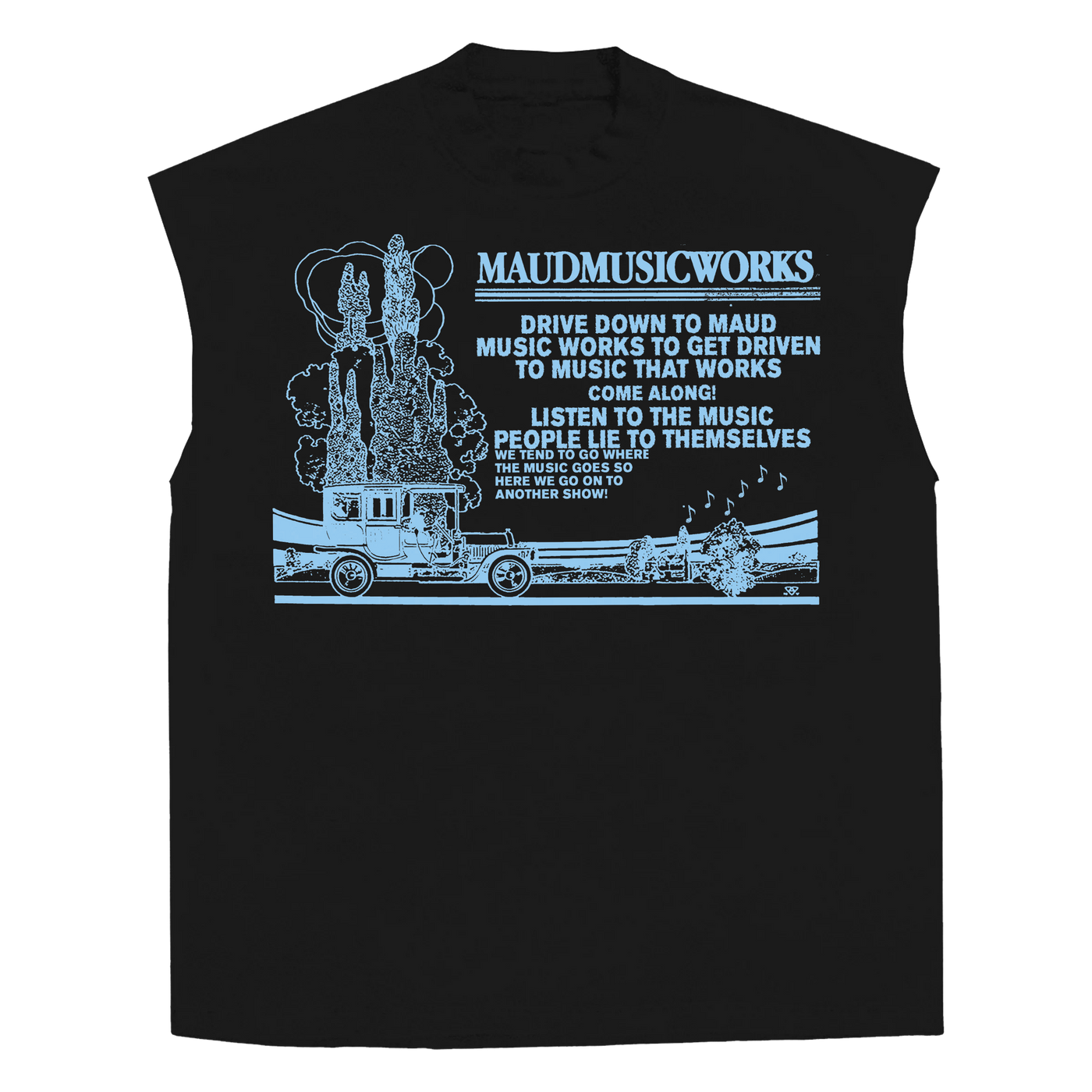 Music Works Sleeveless Tee - Black - Front
