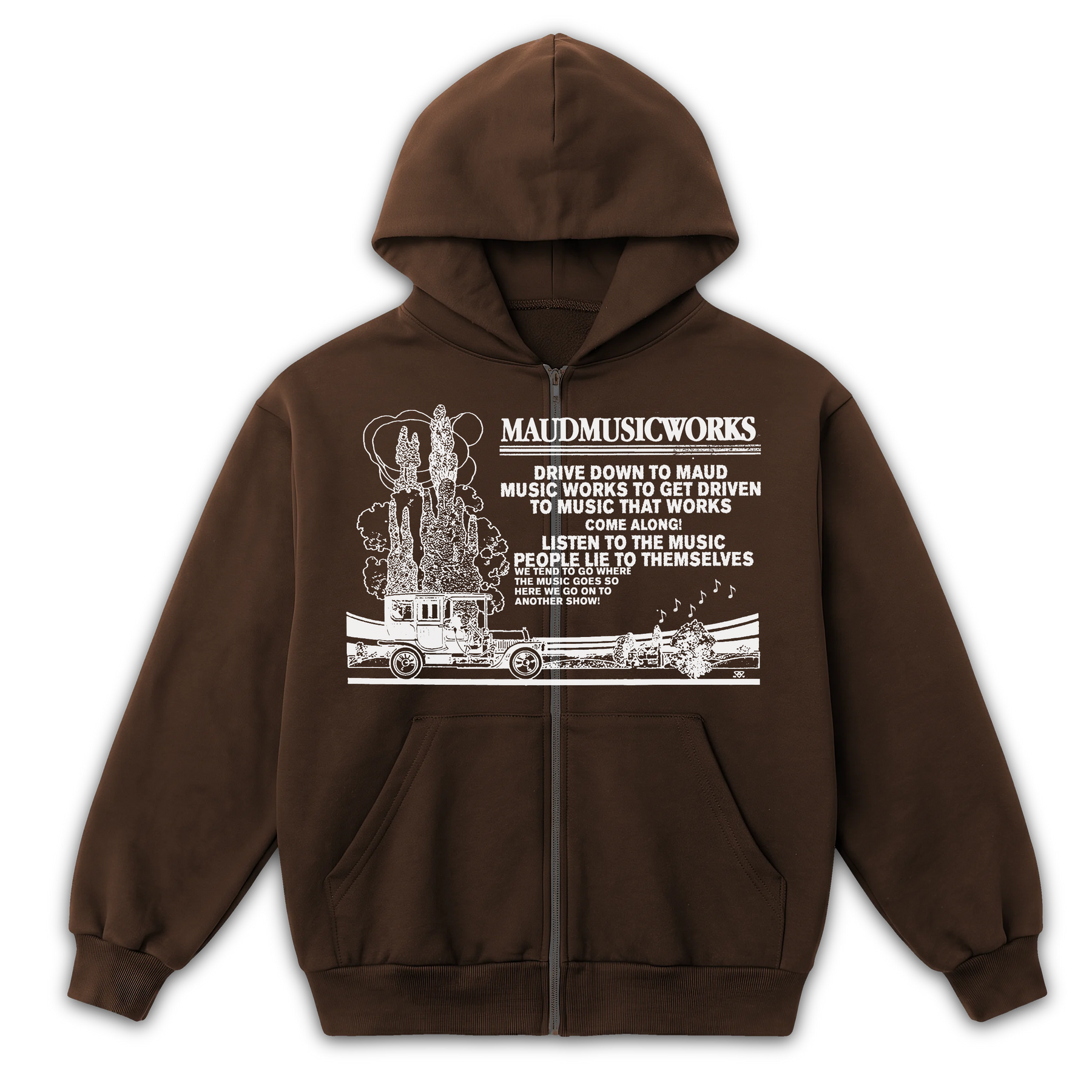 Music Works Zip Up - Brown - Front