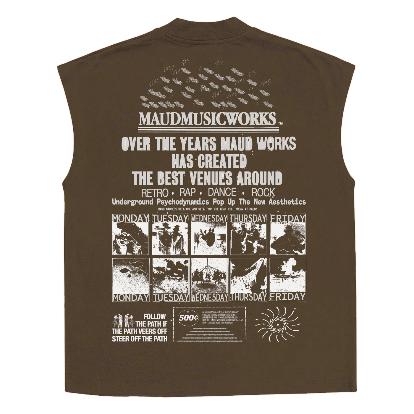 Music Works Sleeveless Tee - Brown - Back