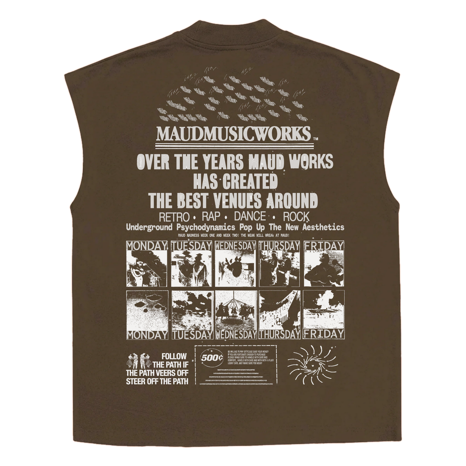 Music Works Sleeveless Tee - Brown - Back