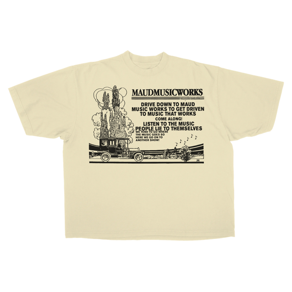 Music Works Drop Tee - Cream - Front
