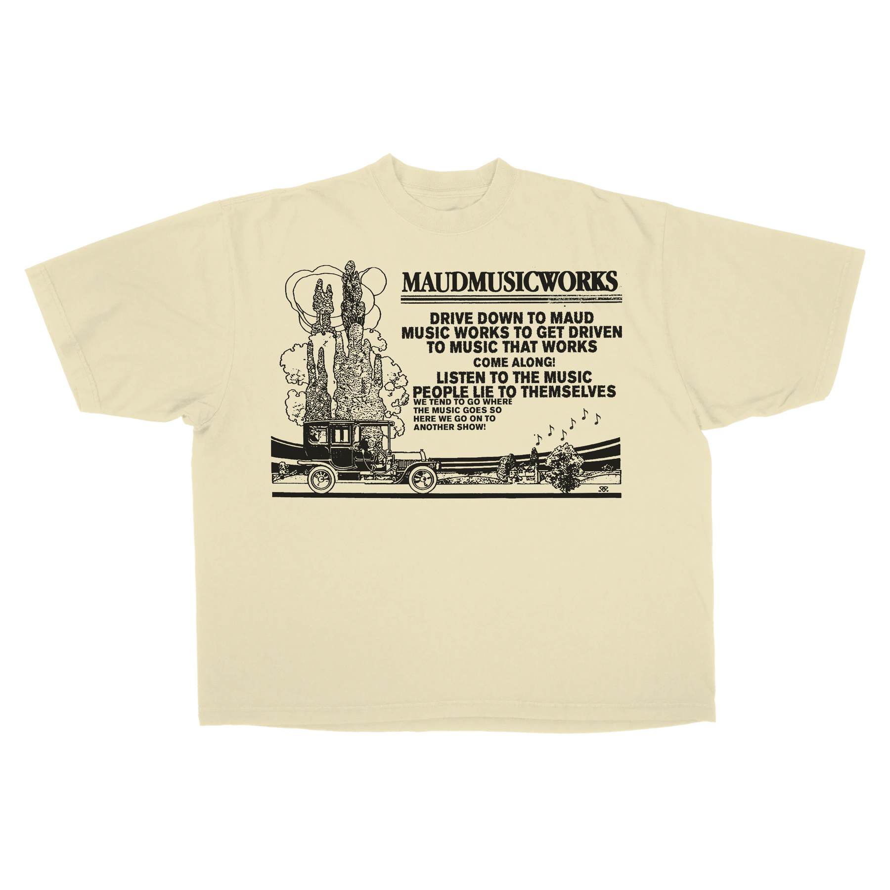 Music Works Drop Tee - Cream - Front