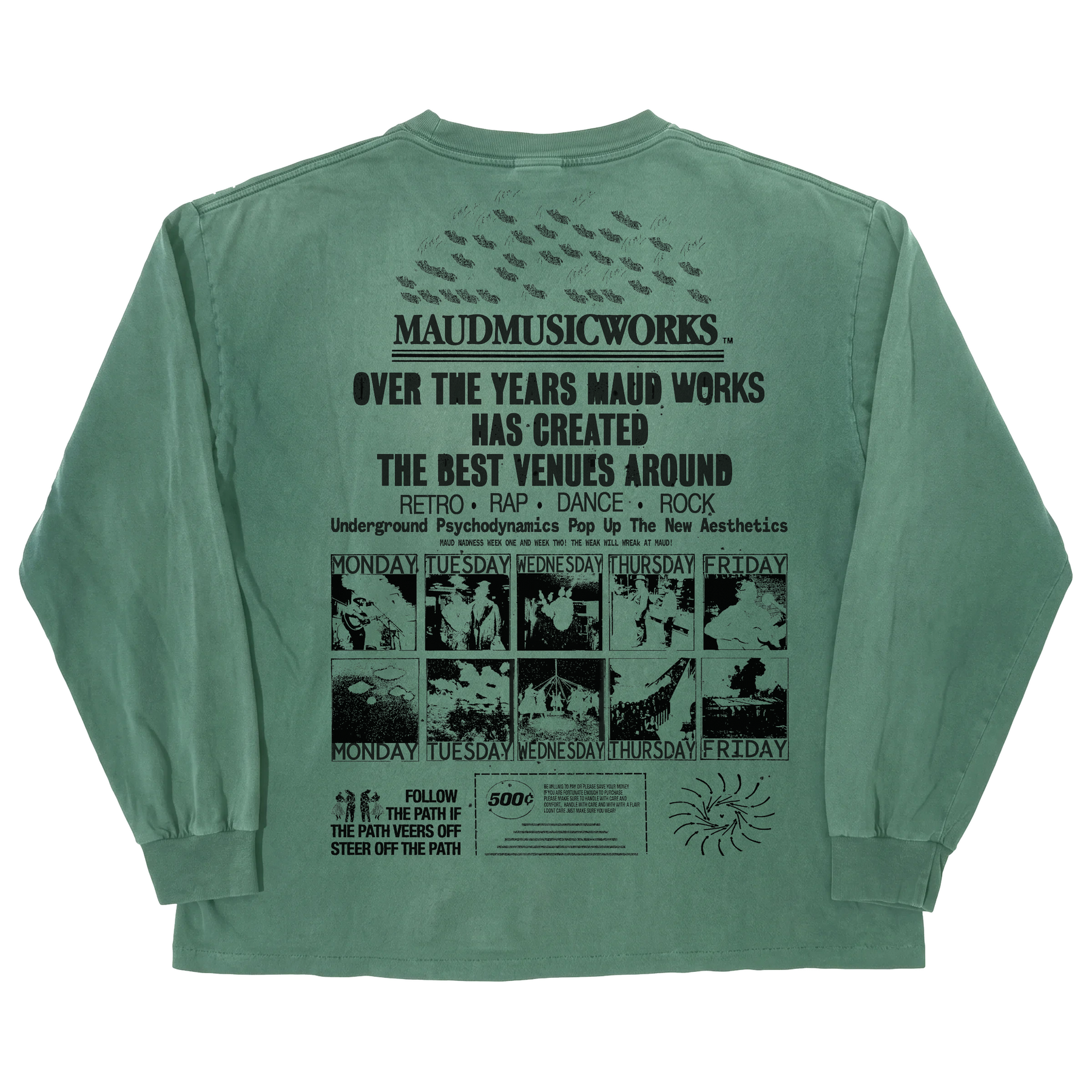 Music Works L/S Tee - Green - Back