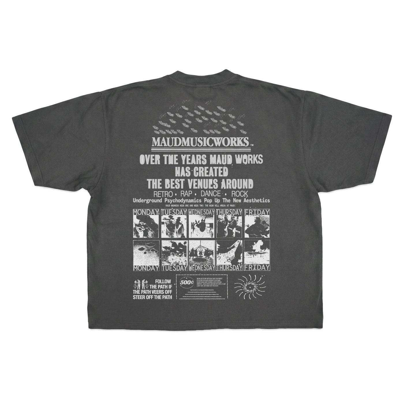 Music Works Baggy Tee - Grey - Back