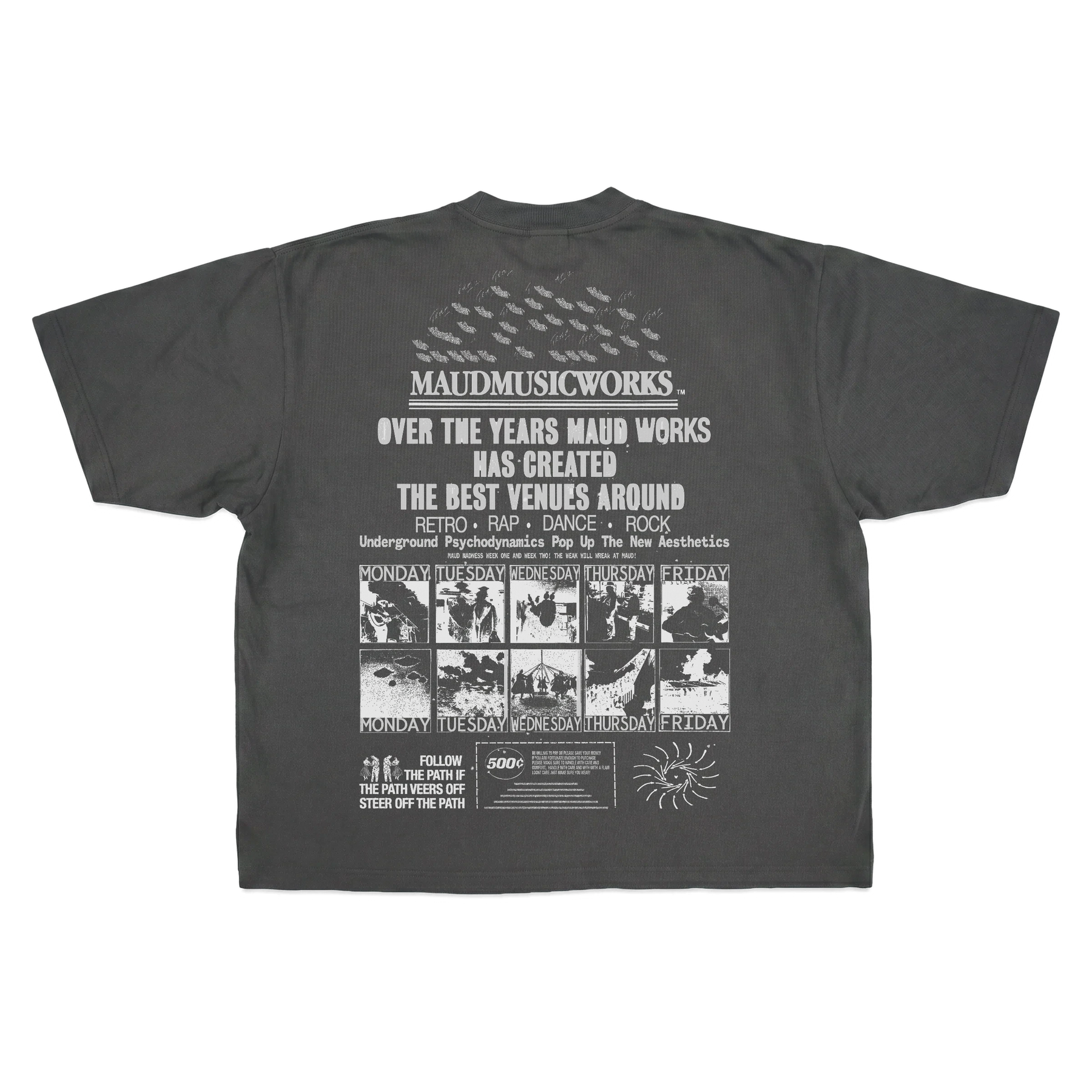 Music Works Drop Tee - Grey - Back