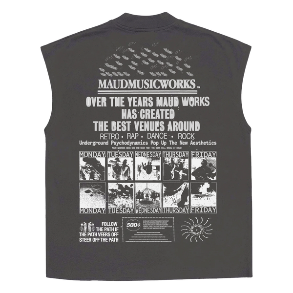 Music Works Sleeveless Tee - Grey - Back