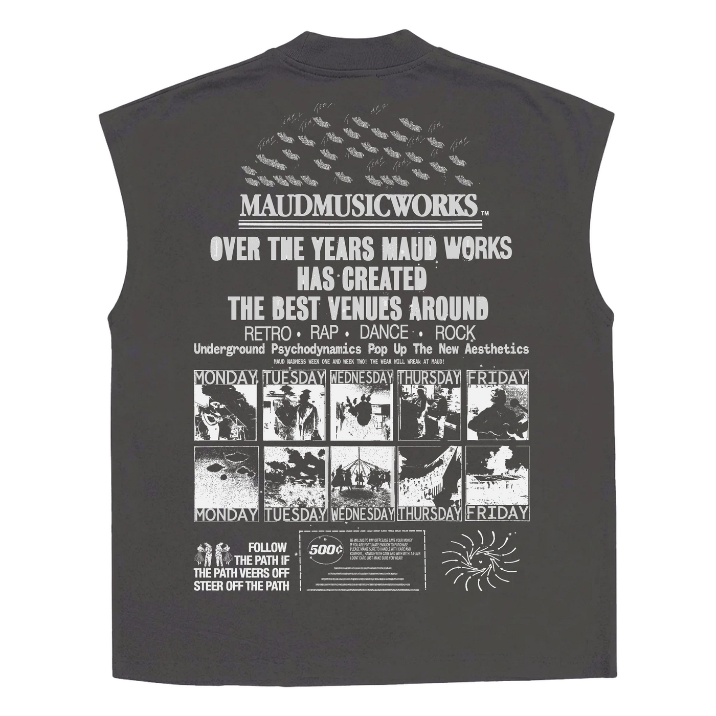 Music Works Sleeveless Tee - Grey - Back