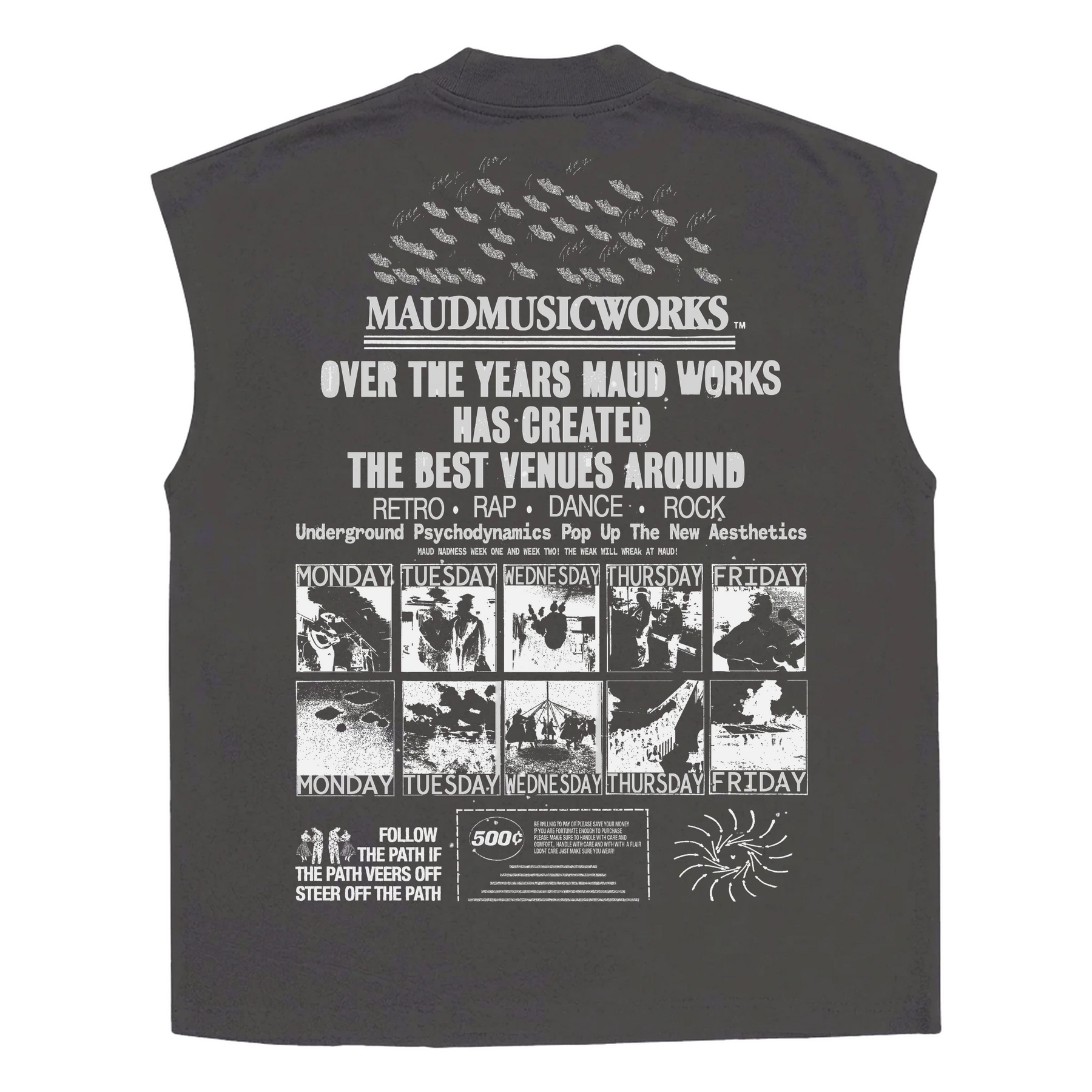 Music Works Sleeveless Tee - Grey - Back