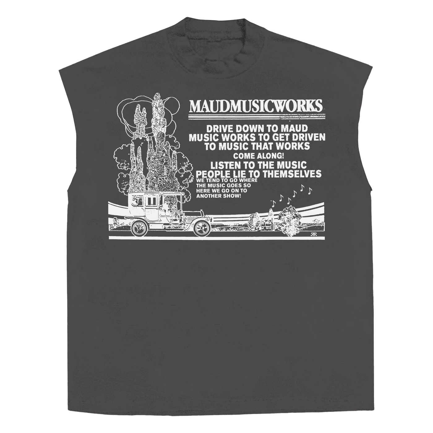 Music Works Sleeveless Tee - Grey - Front