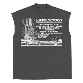 Music Works Sleeveless Tee - Grey - Front