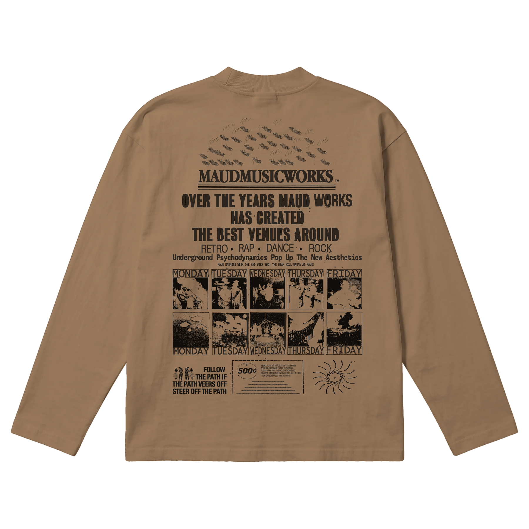 Music Works Baggy L/S Tee - Latte - Back
