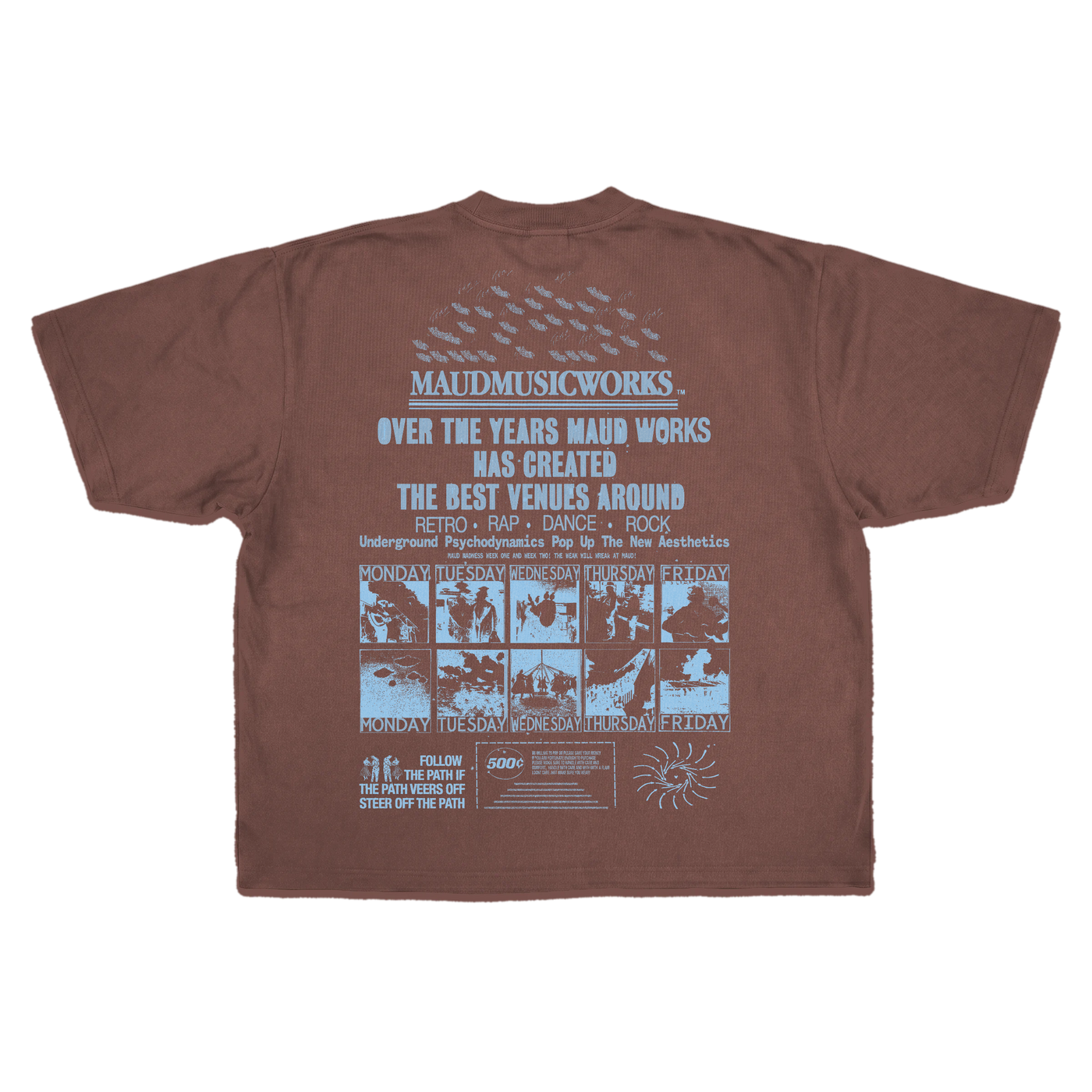 Music Works Baggy Tee - Mocha - Back