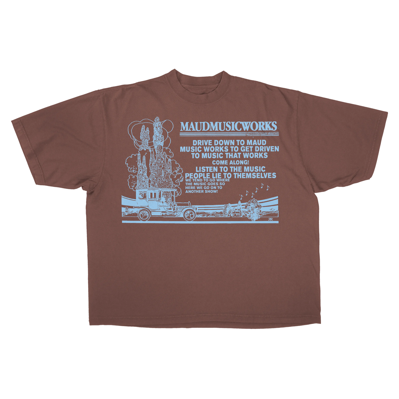 Music Works Baggy Tee - Mocha - Front