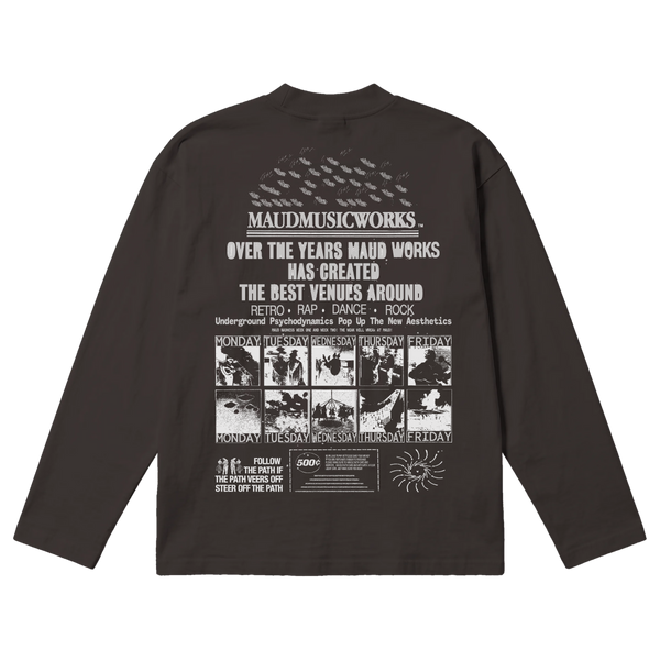 Music Works Baggy L/S Tee - Off Black - Back