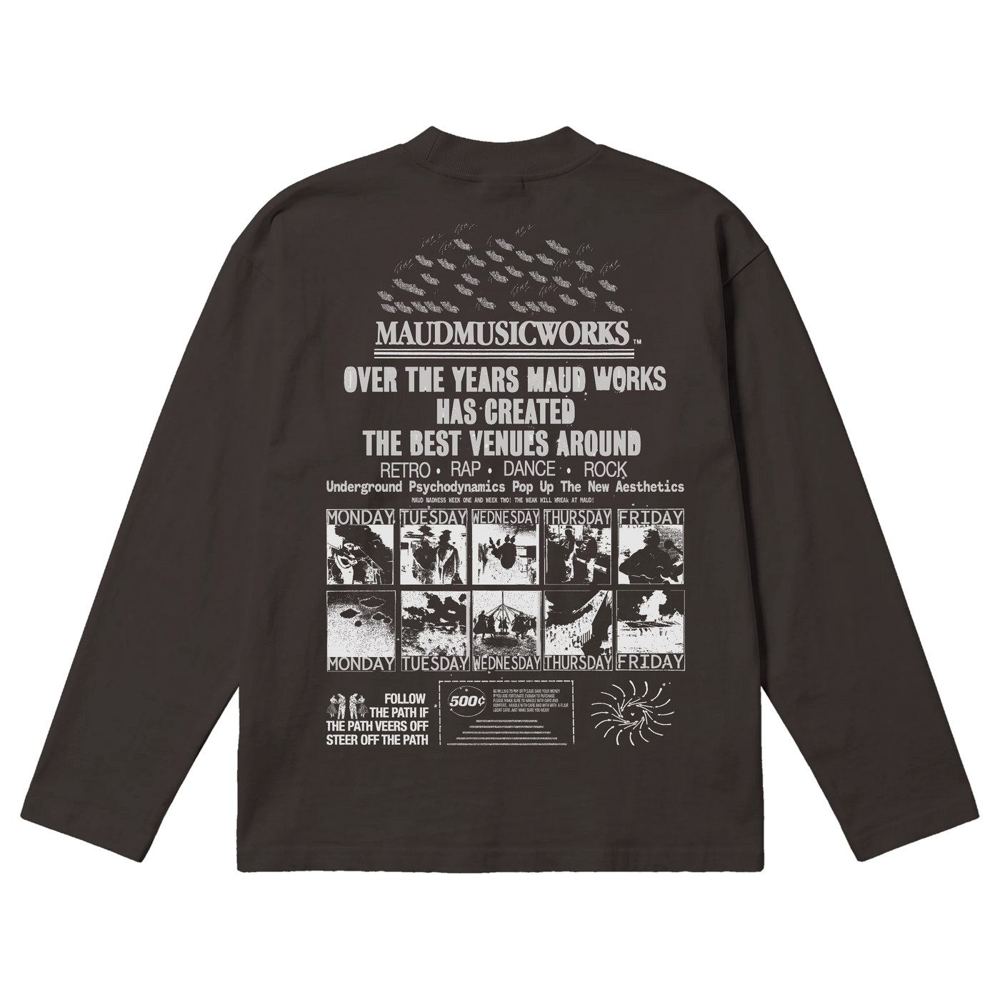 Music Works Baggy L/S Tee - Off Black - Back