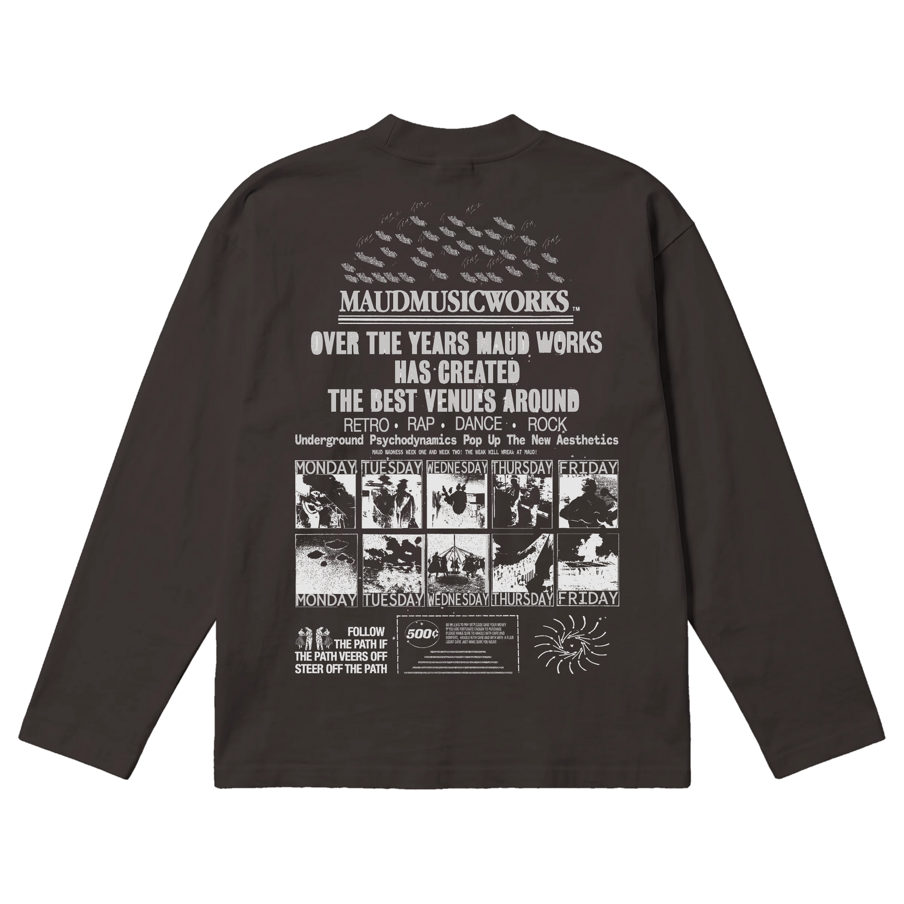 Music Works Baggy L/S Tee - Off Black - Back