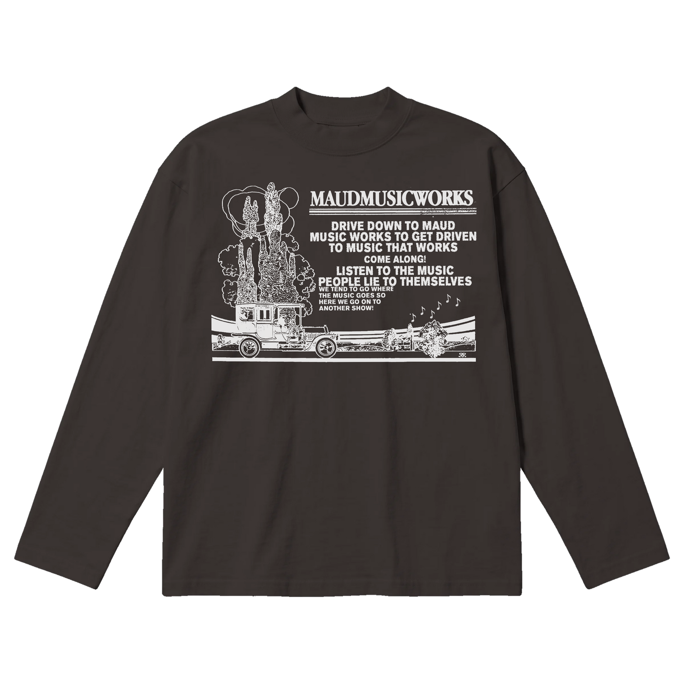 Music Works Baggy L/S Tee - Off Black - Front