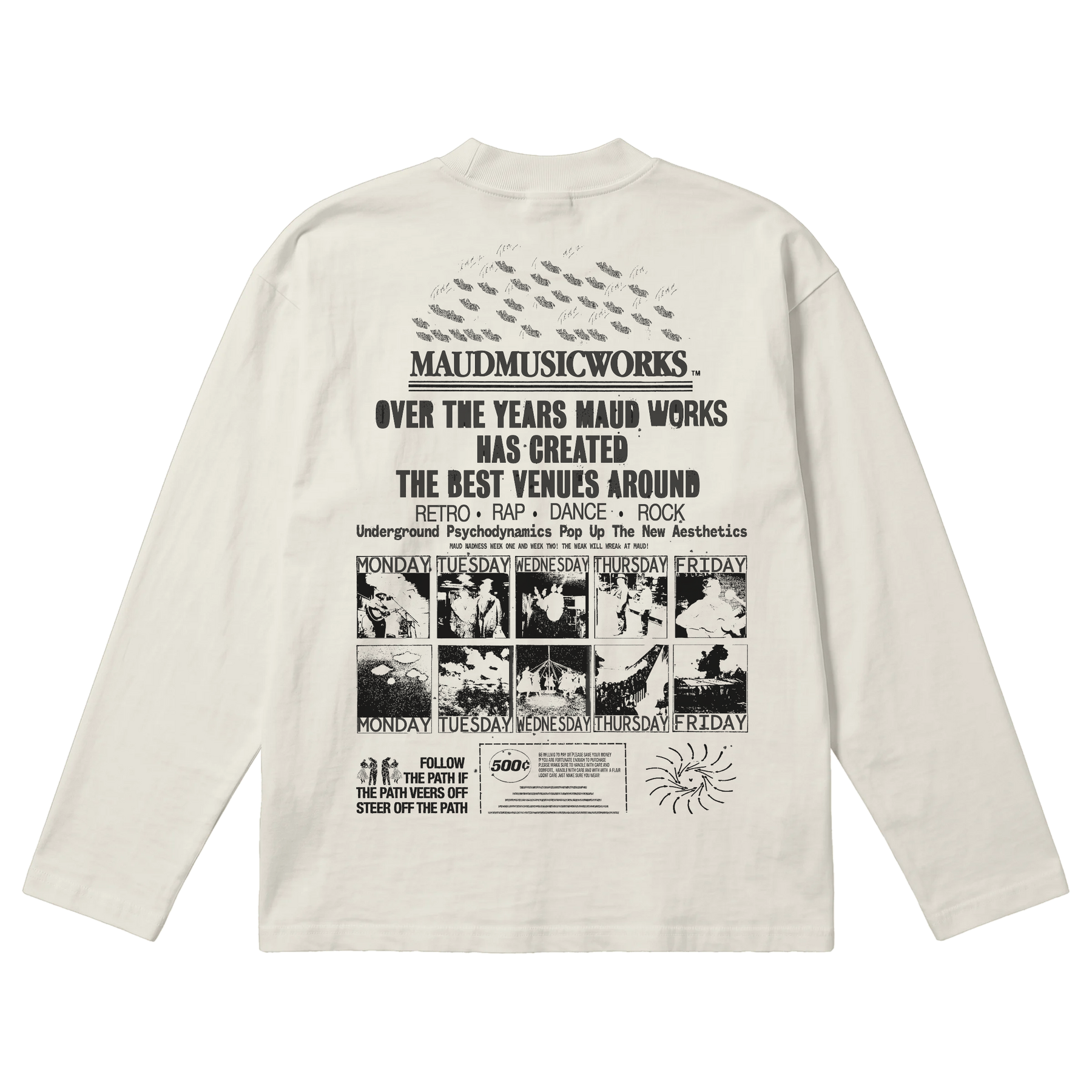 Music Works Baggy L/S Tee - Off White - Back