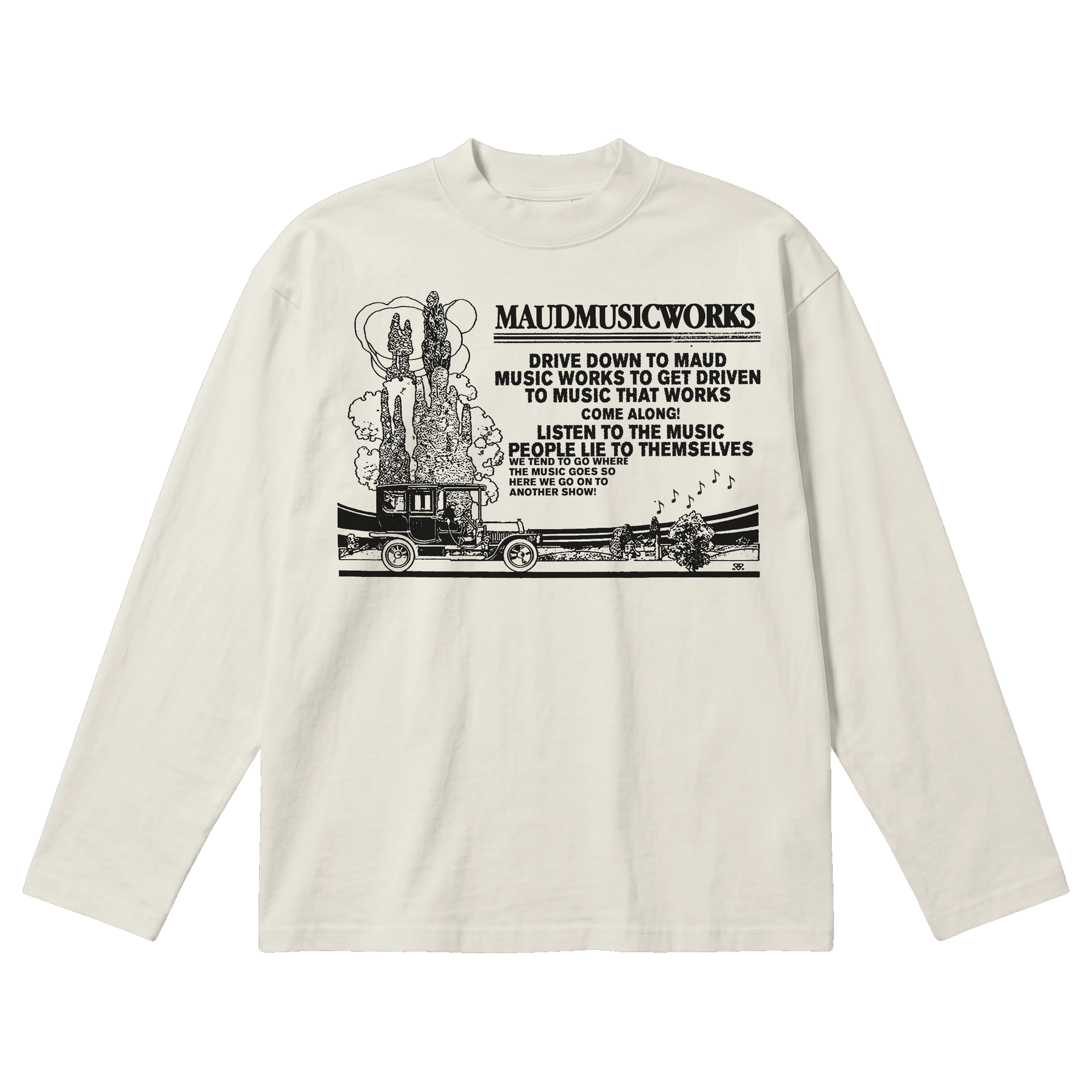 Music Works Baggy L/S Tee - Off White - Front
