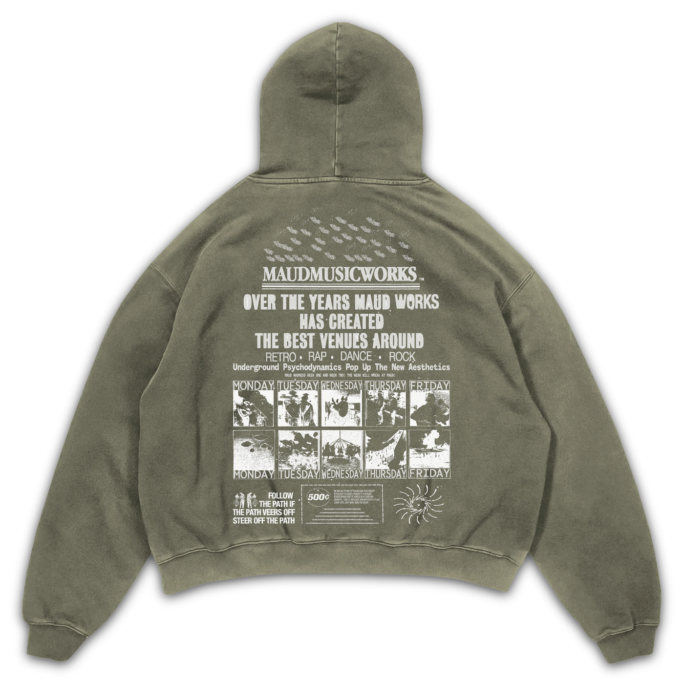 Music Works Hoodie - Olive - Back