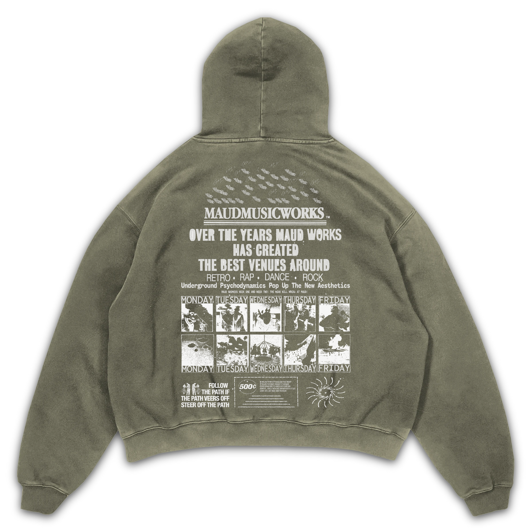 Music Works Hoodie - Olive - Back