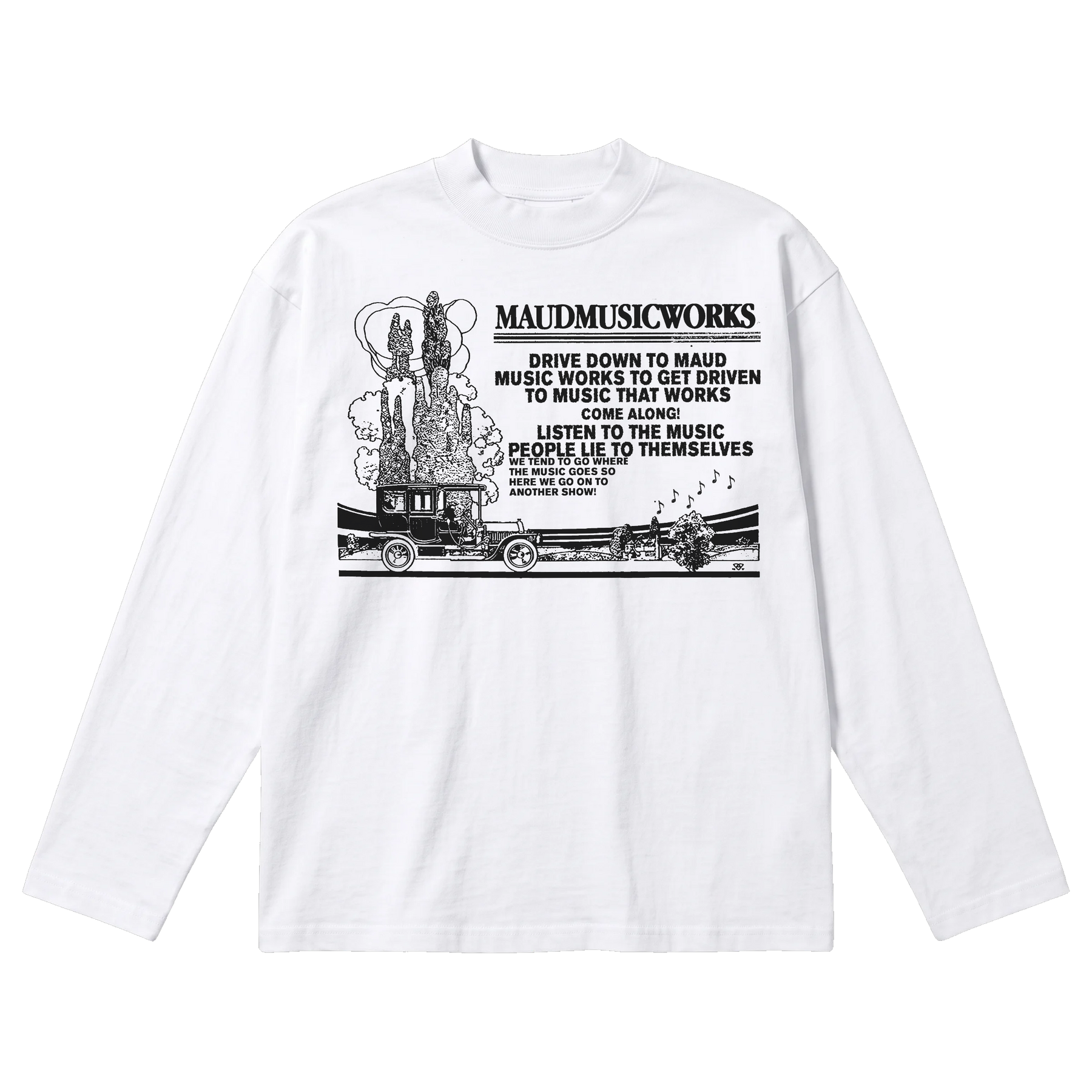 Music Works Baggy L/S Tee - White - Front