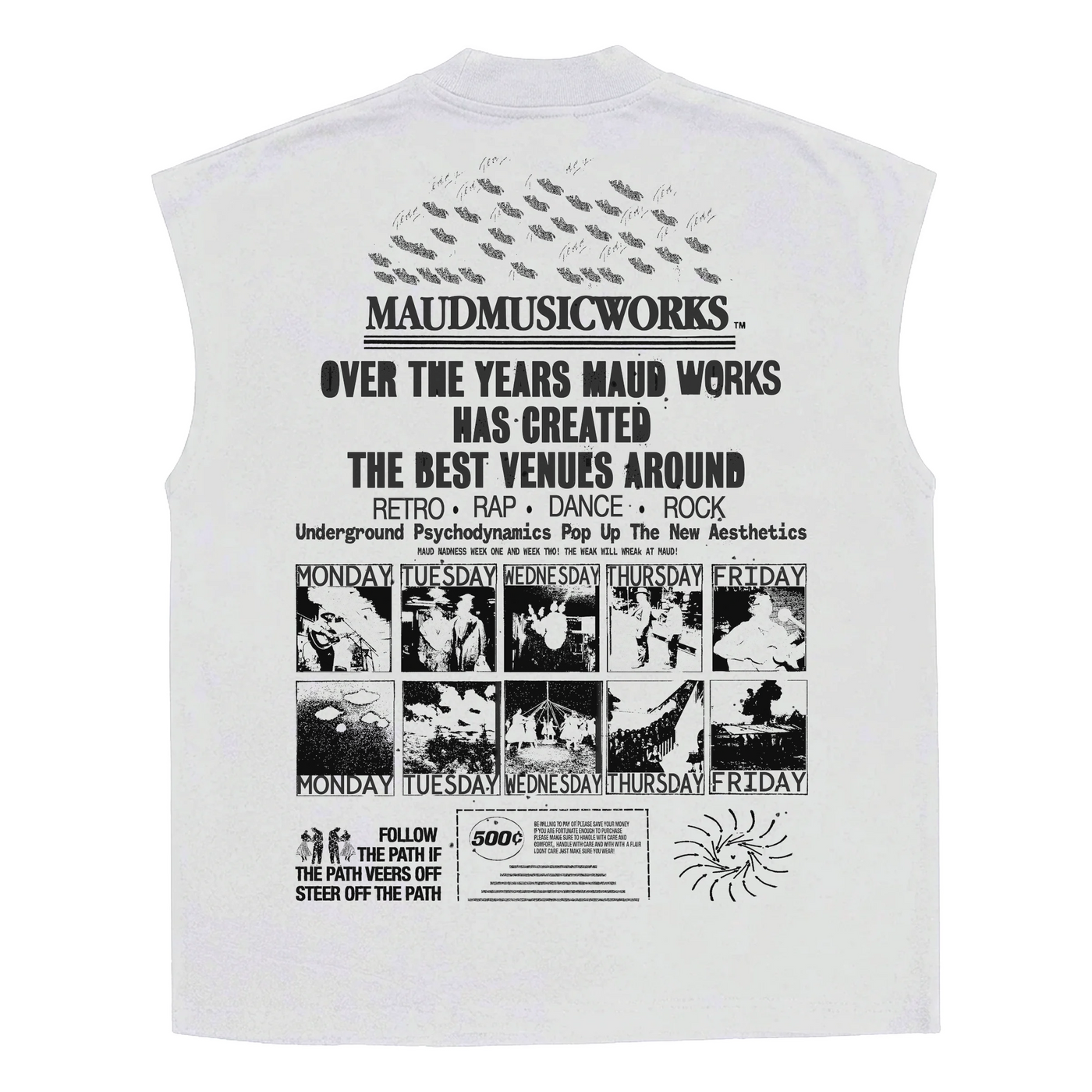 Music Works Sleeveless Tee - White - Back