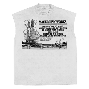 Music Works Sleeveless Tee - White - Front