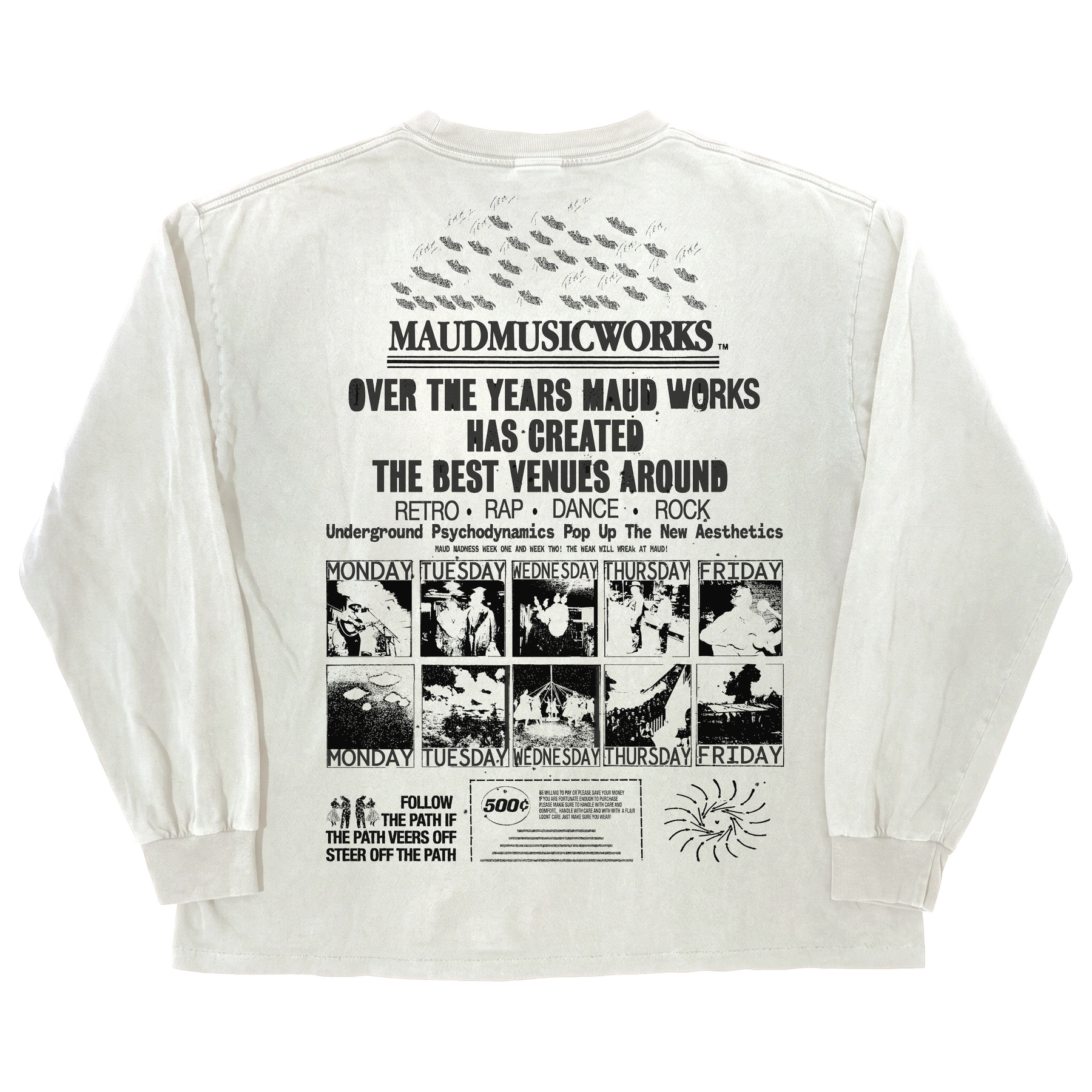 Music Works L/S Tee - White - Back