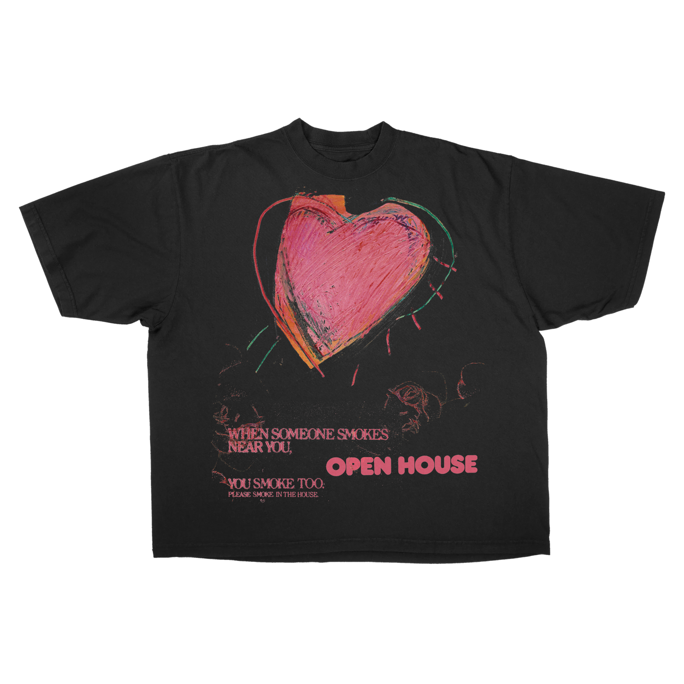Open House Baggy Tee - Black - Front