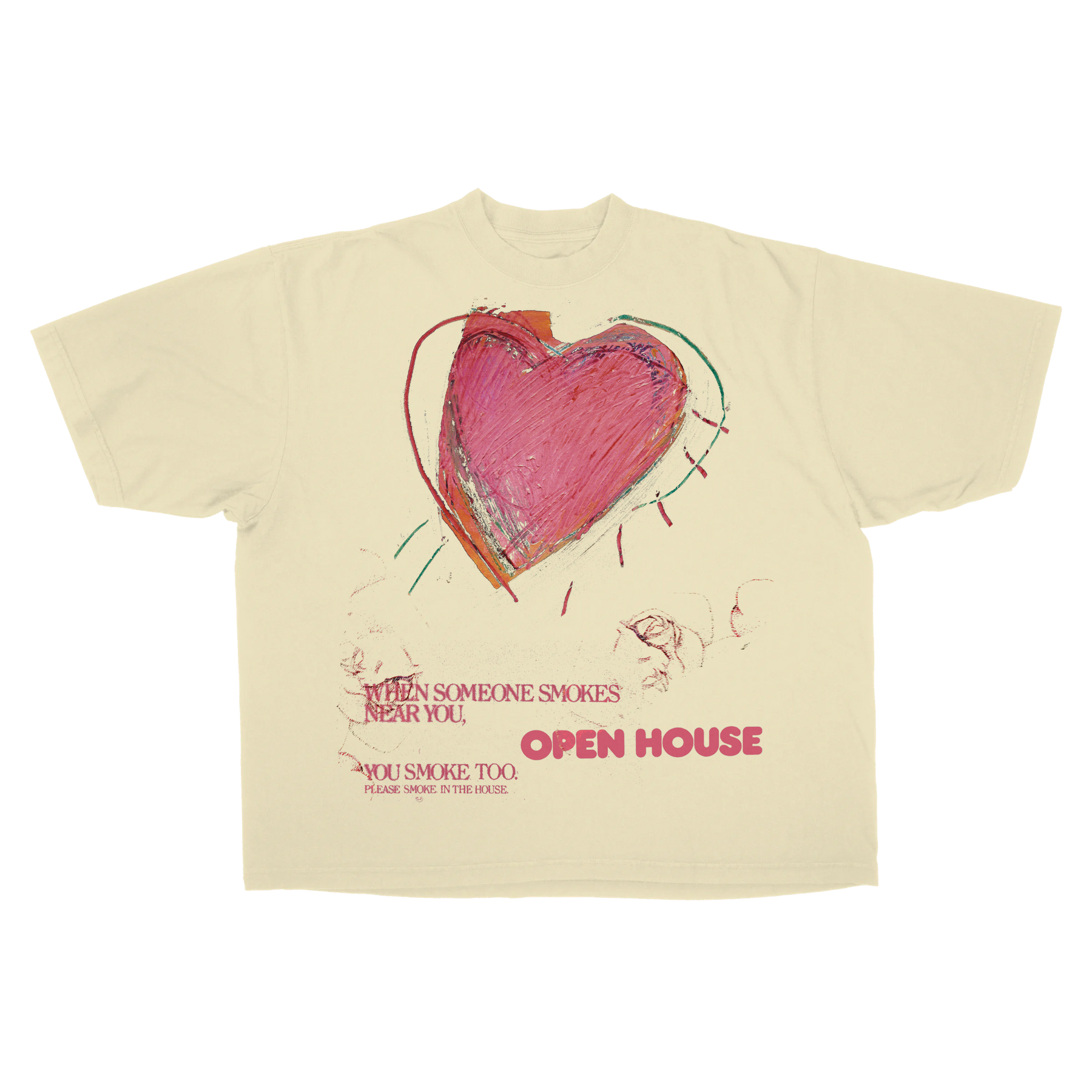 Open House Drop Tee - Cream - Front