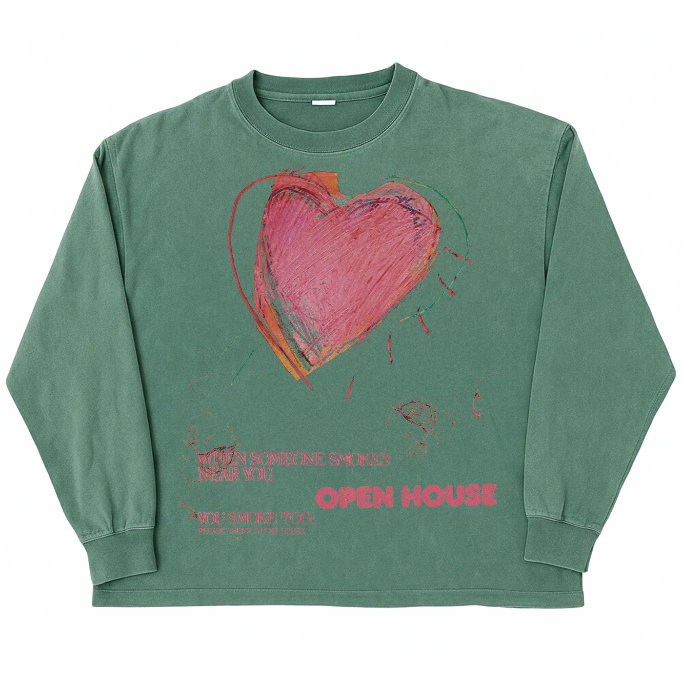 Open House L/S Tee - Green - Front