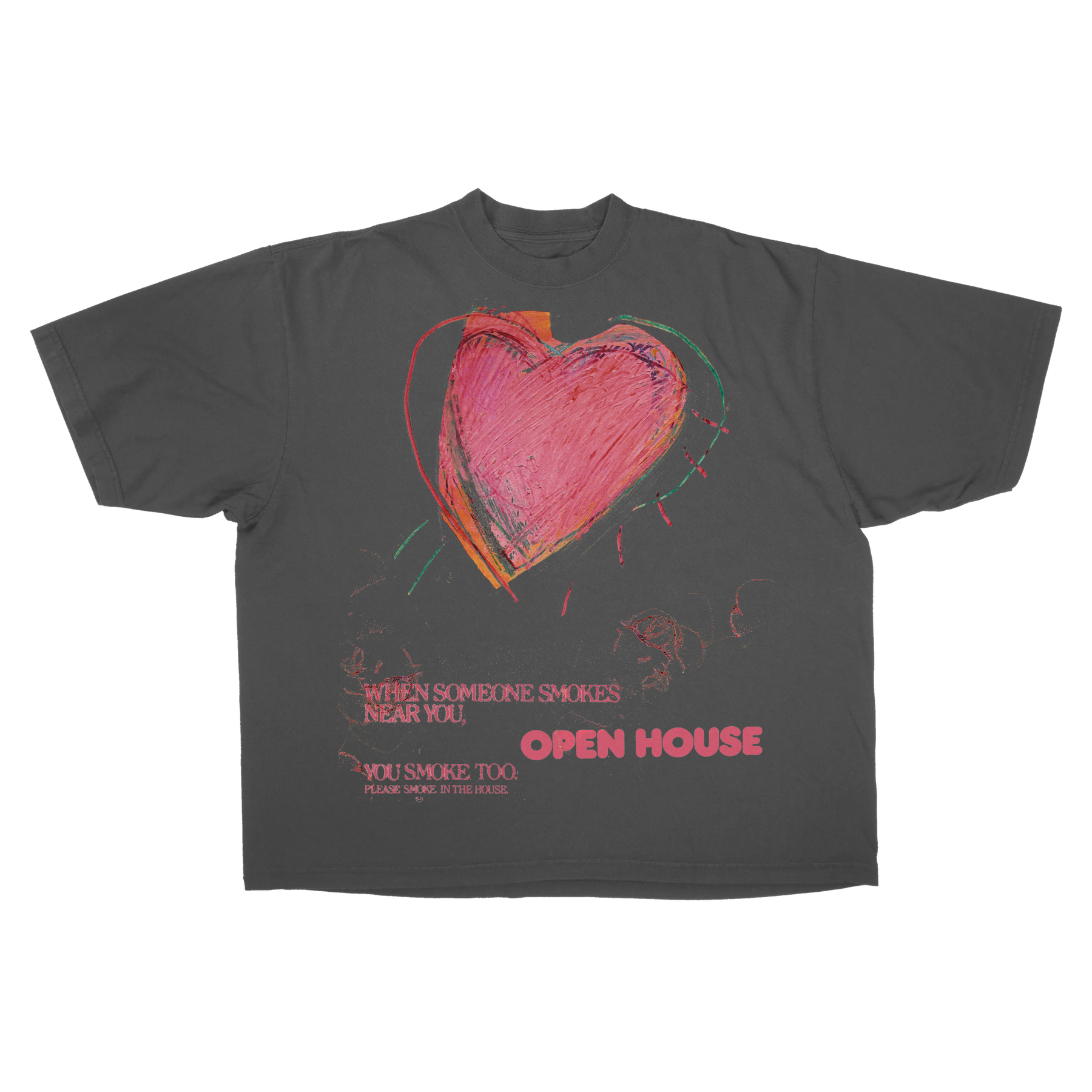 Open House Drop Tee - Grey - Front