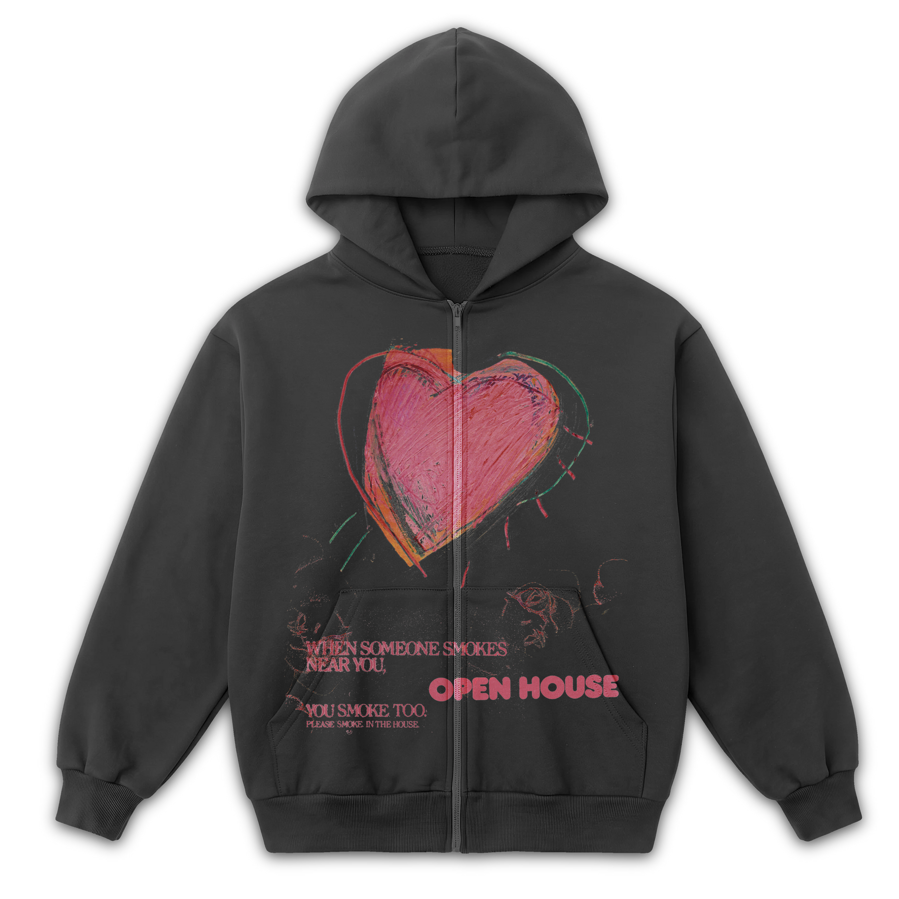 Open House Zip Up - Grey - Front