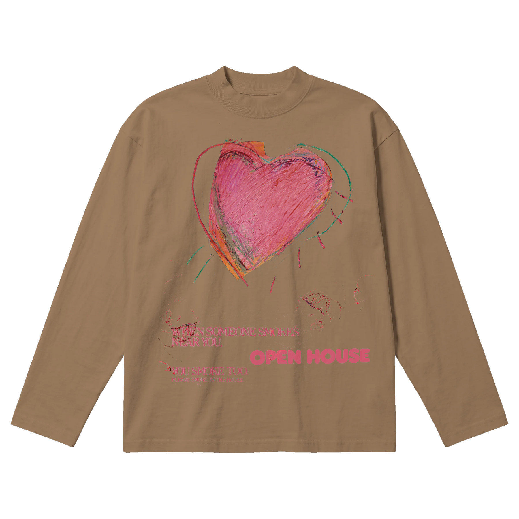 Open House Baggy L/S Tee - Latte - Front