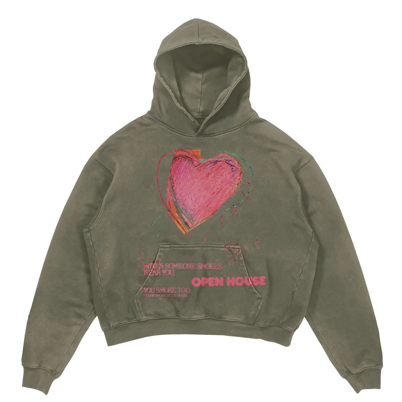 Open House Hoodie - Olive - Front