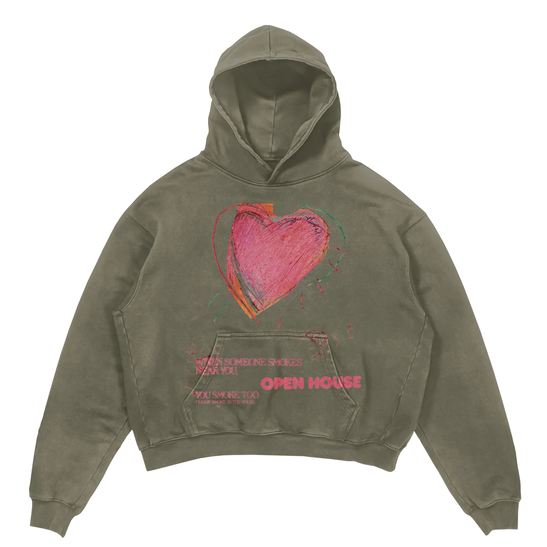 Open House Hoodie - Olive - Front