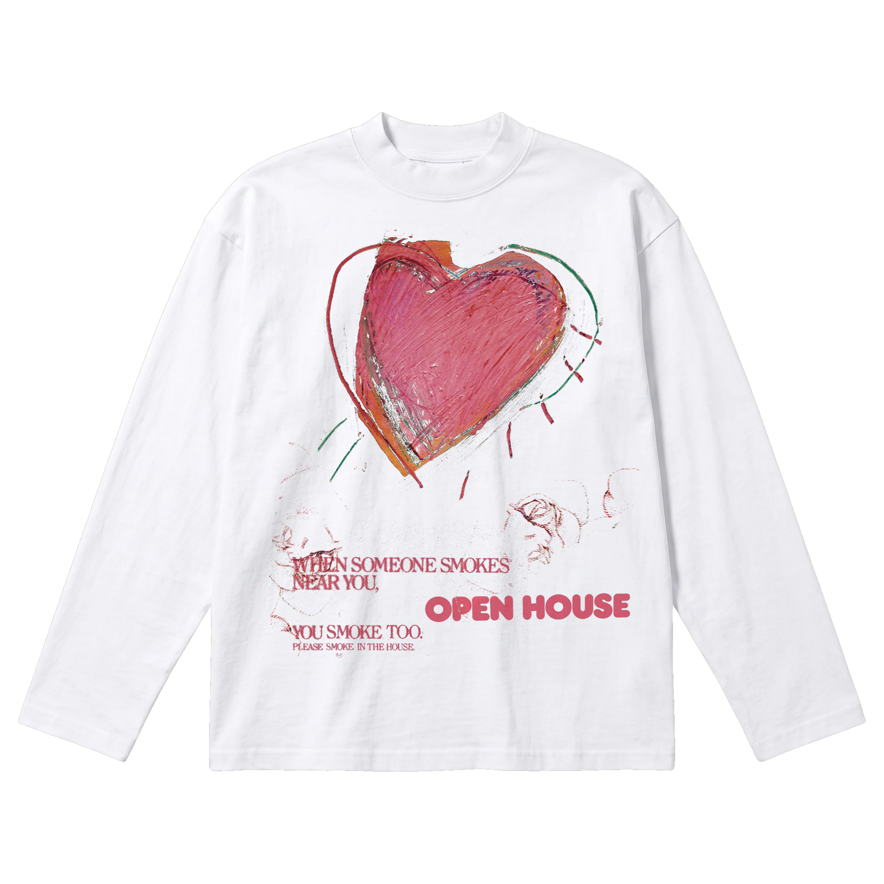 Open House Baggy L/S Tee - White - Front