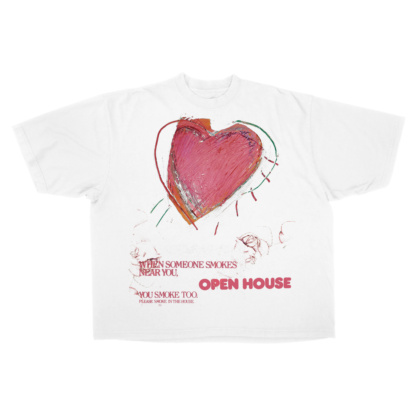 Open House Baggy Tee - White - Front