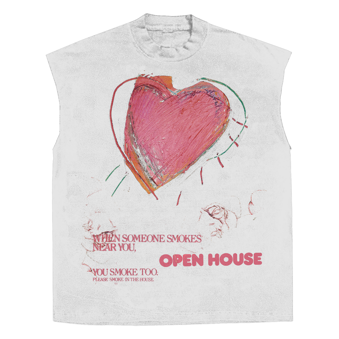 Open House Sleeveless Tee - White - Front