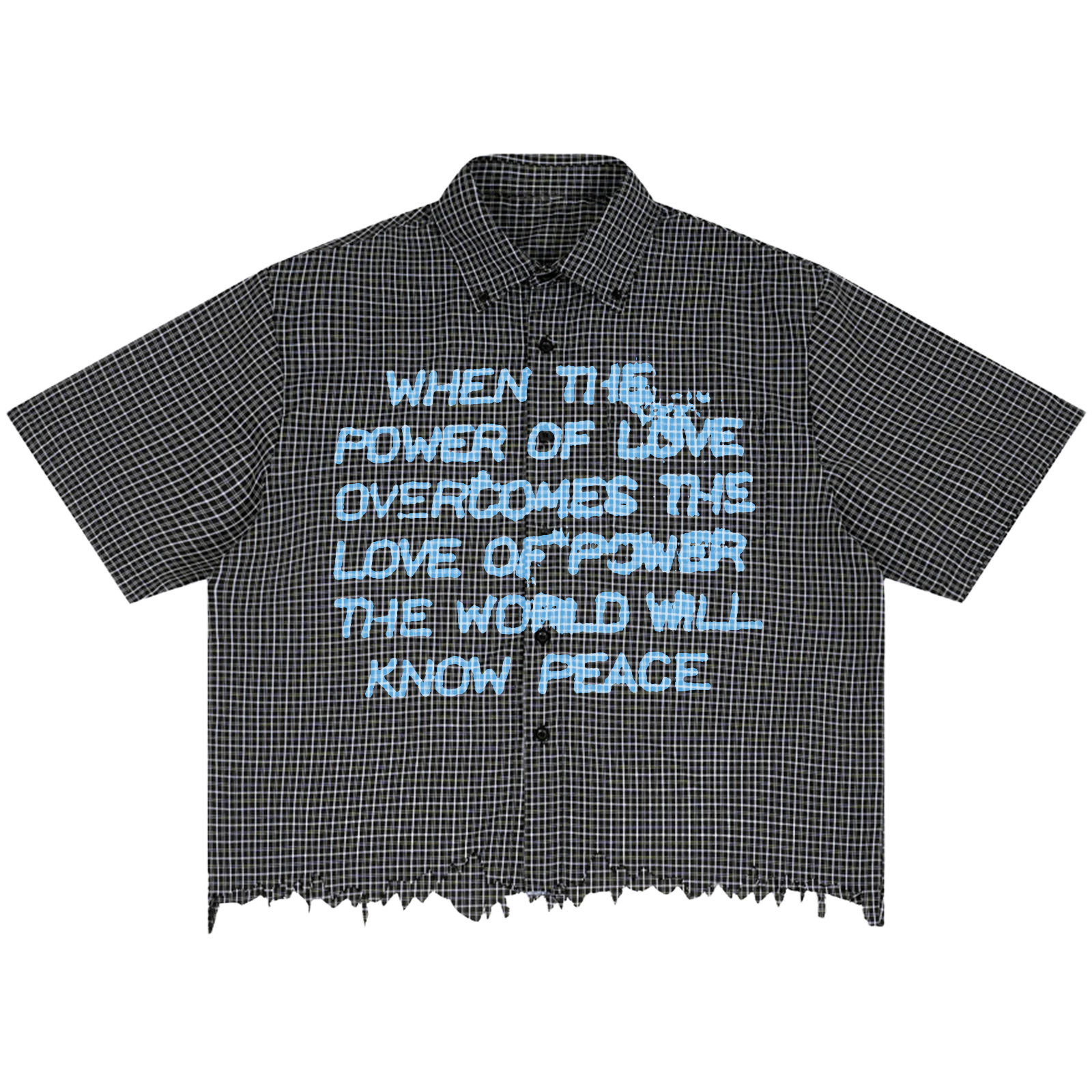 Power of Love Distress Button Up - Front