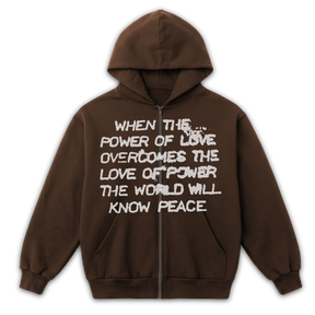 Power of Love Zip Up - Brown - Front