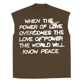 Power of Love Sleeveless Tee - Brown - Front