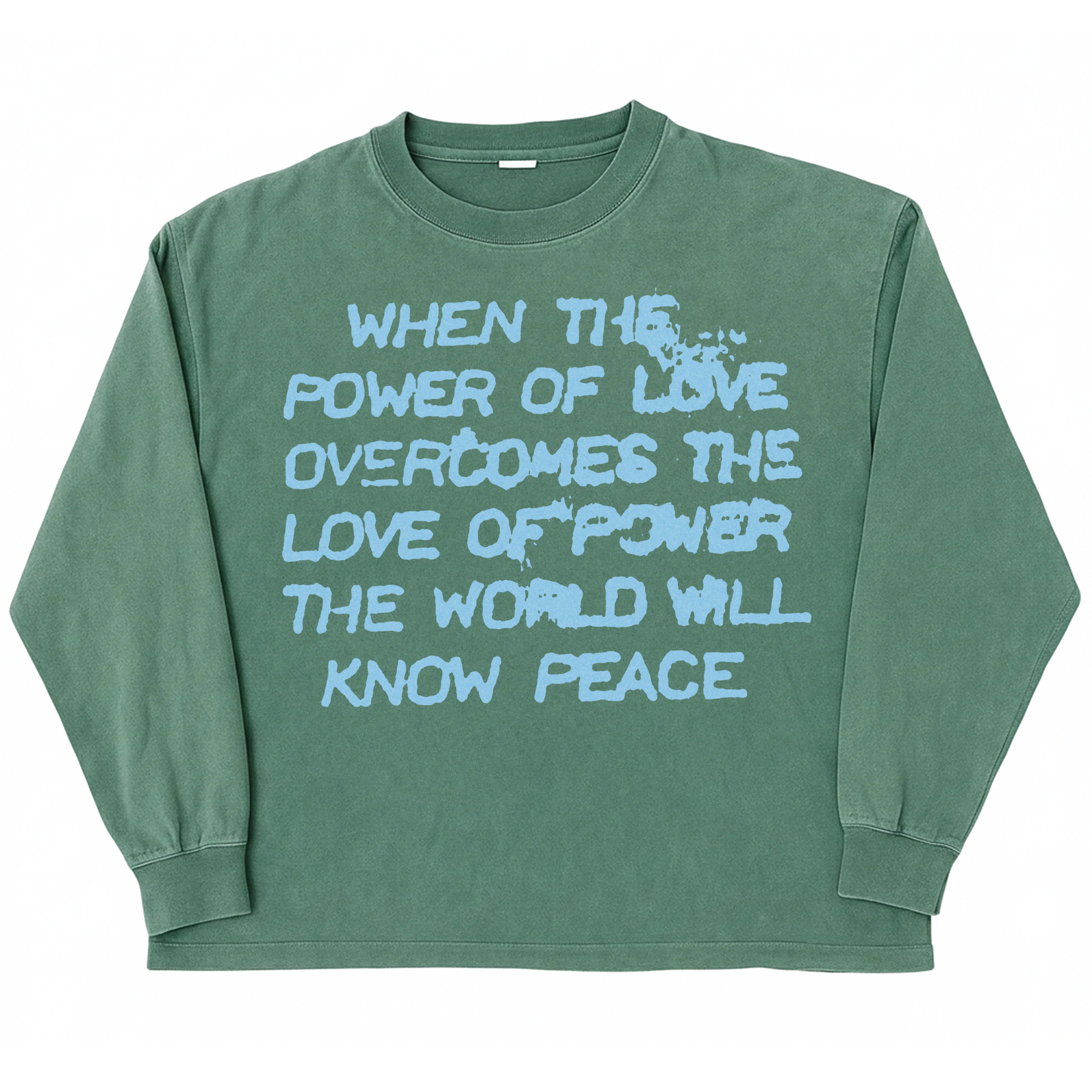 Power of Love L/S Tee - Green - Front