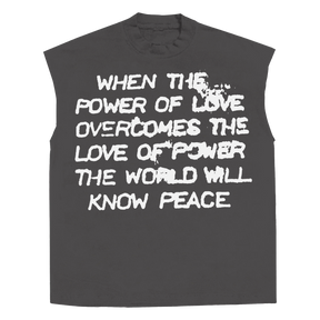 Power of Love Sleeveless Tee - Grey - Front
