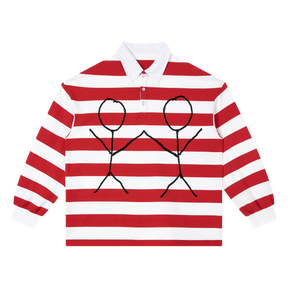 Pull Together Stripe Polo - Red - Front