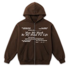 Pull Together Zip Up - Brown - Front