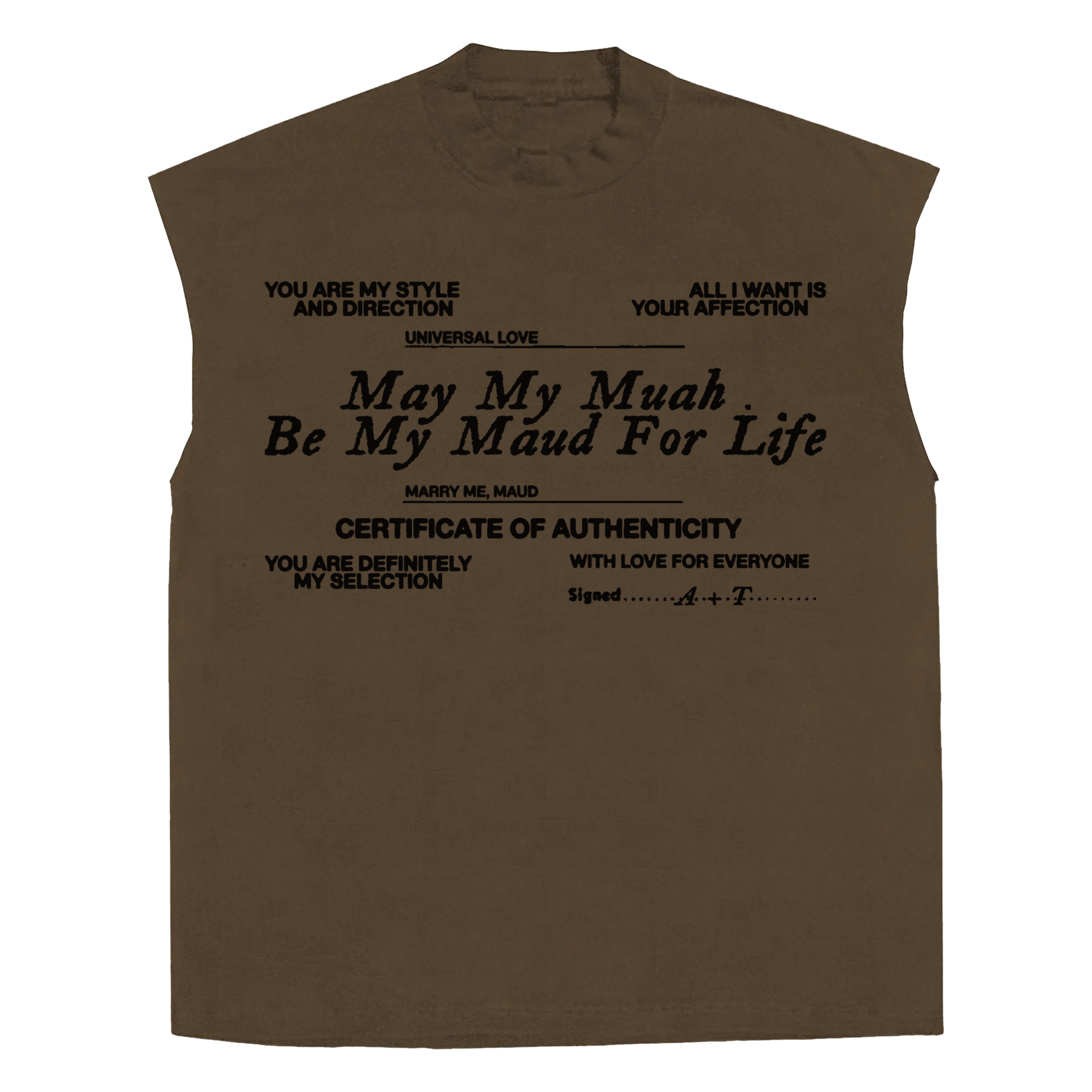Pull Together Sleeveless Tee - Brown - Front
